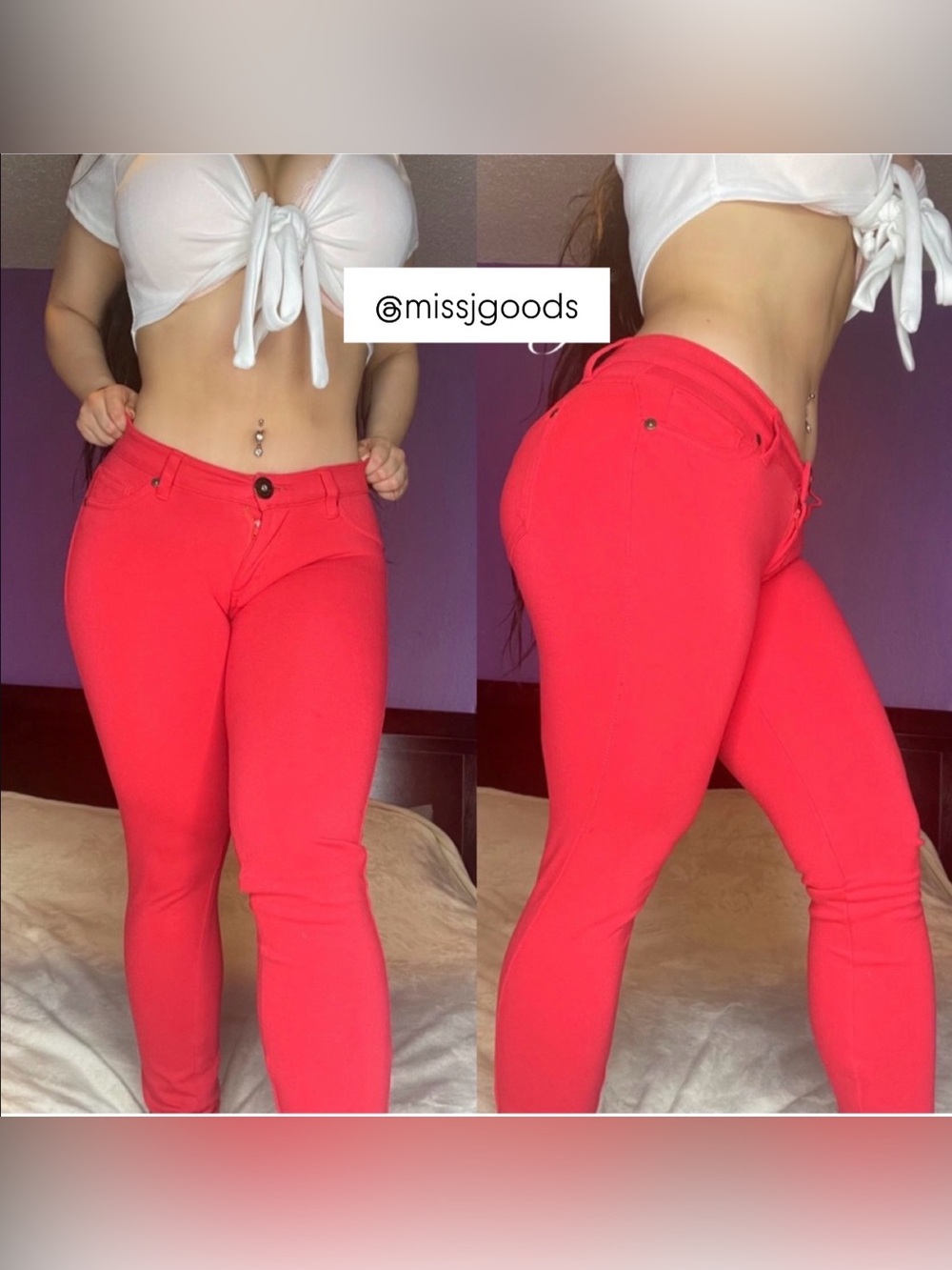 👖🧡 GUESS Orange Red Colored Skinny Jeans